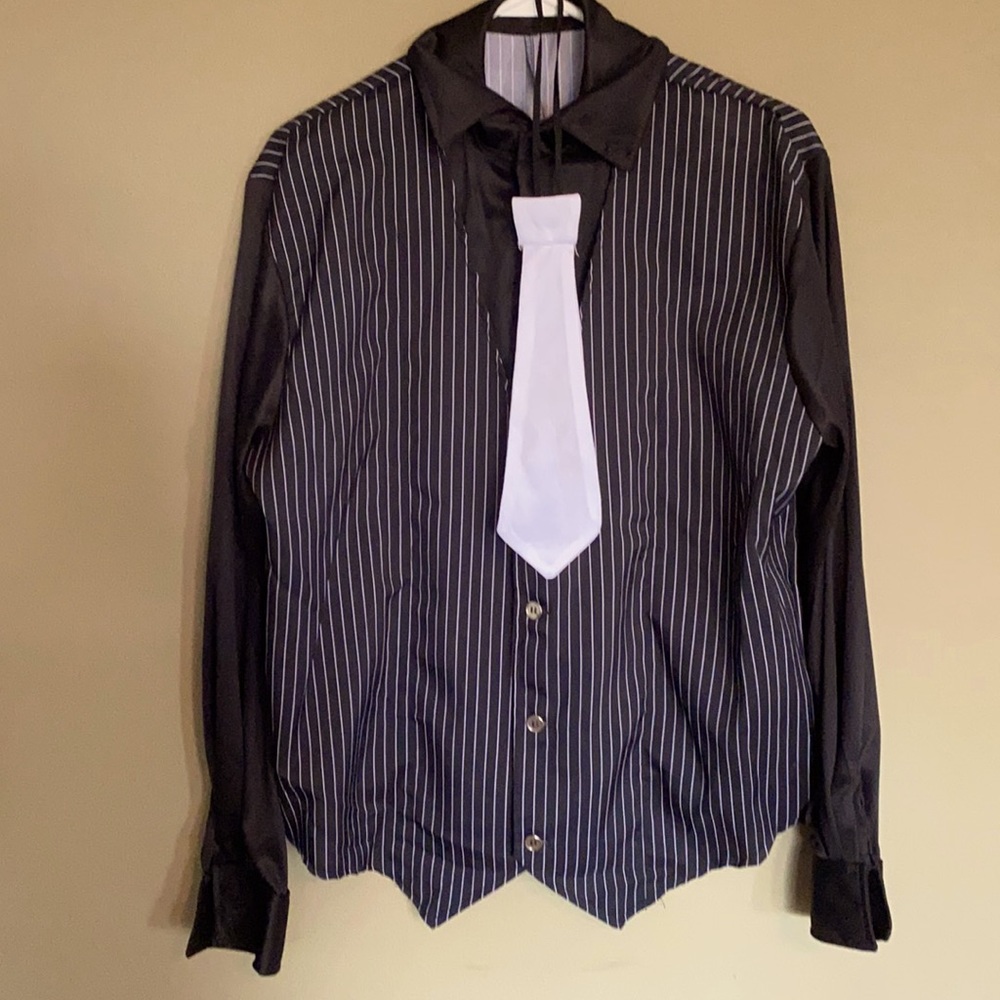 Men’s 🎃Mobster Halloween Outfit- L/S top with Tie
